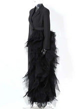 Asymmetric Tulle Full-Length Blazer